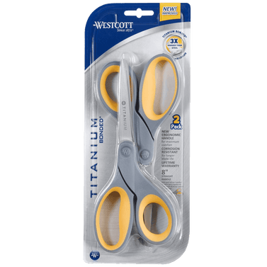 Westcott Straight Titanium Scissors With New Handle Design 8 Inch Two Per Pack